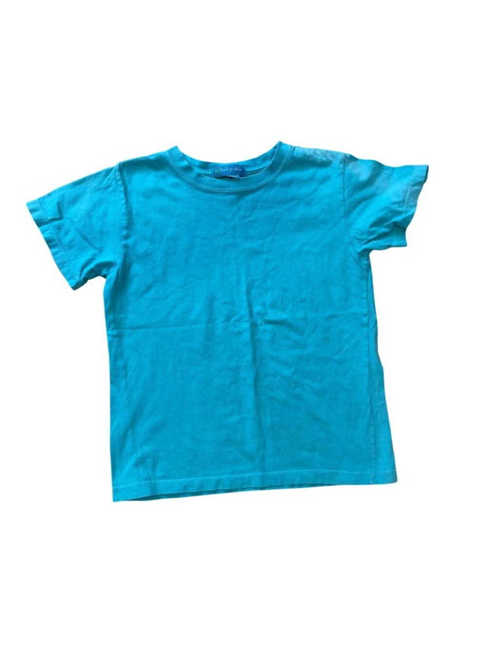 Vintage Fresh Produce Knit T-Shirt Unisex Kids Size 6X-7 Turquoise Short Sleeves